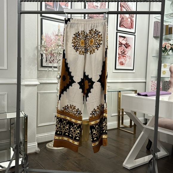 NWT MITARA HIGH WAIST WIDE LEG PRINTED LINEN PANTS SIZE M - Picture 13 of 16